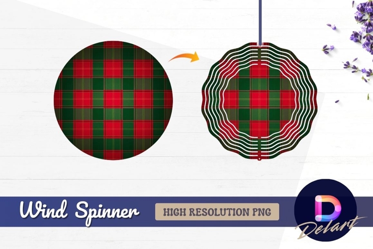 Red and green plaid pattern Round Wind Spinner PNG