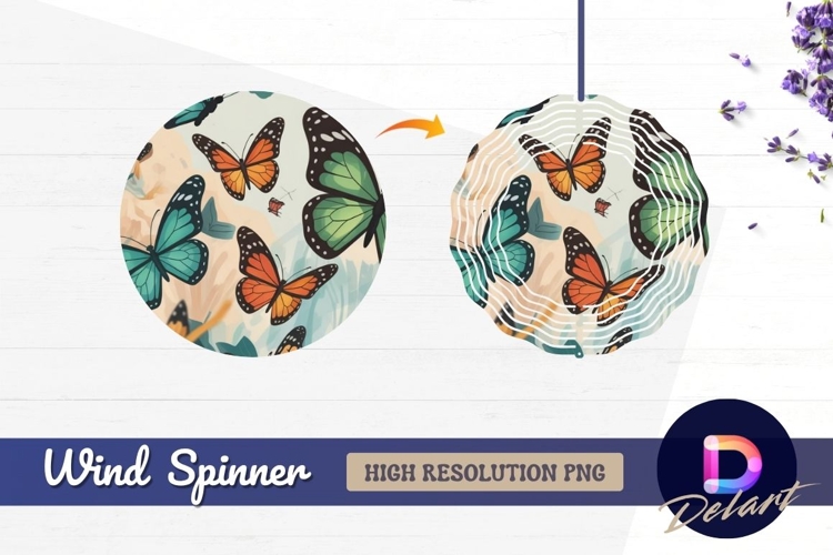 Colorful butterflies artwork Round Wind Spinner PNG