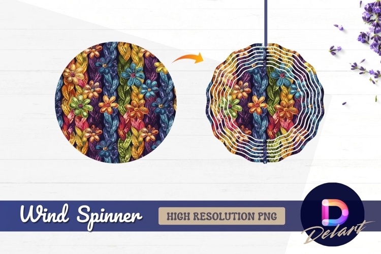 Braided strands and flowers Round Wind Spinner PNG