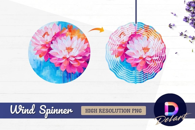 Abstract pink flowers artistic Round Wind Spinner PNG