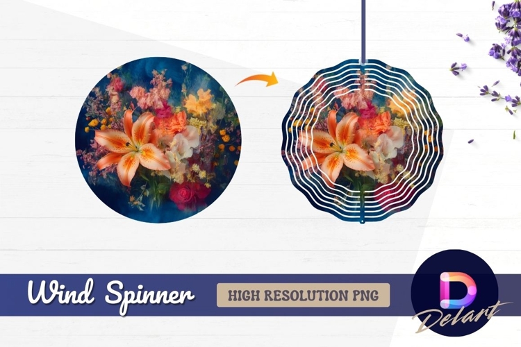 Floral arrangement with lily and rose Round Wind Spinner PNG