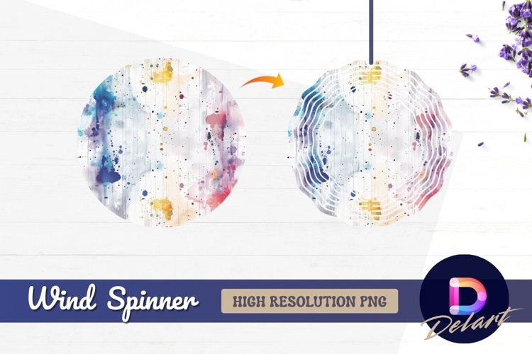 Watercolor splashes artistic Round Wind Spinner PNG