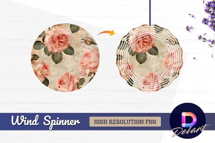 Vintage roses seamless pattern Round Wind Spinner PNG