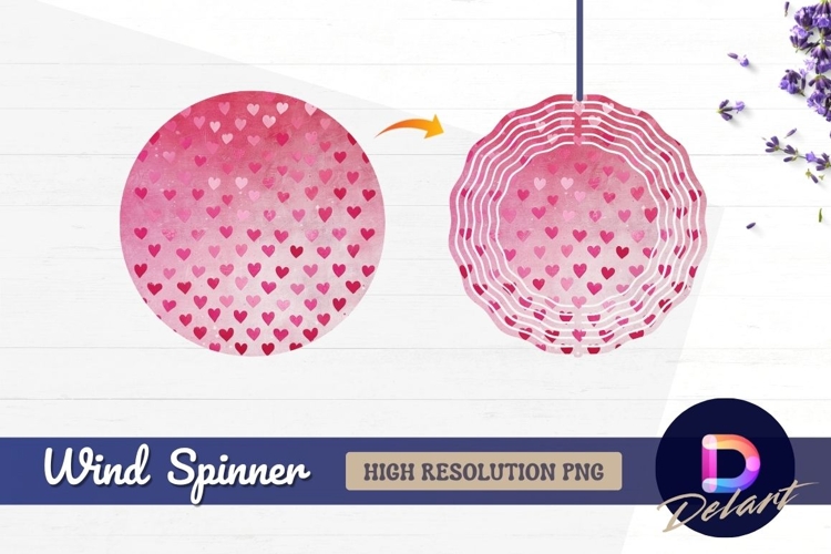 Pink hearts pattern on textured Round Wind Spinner PNG