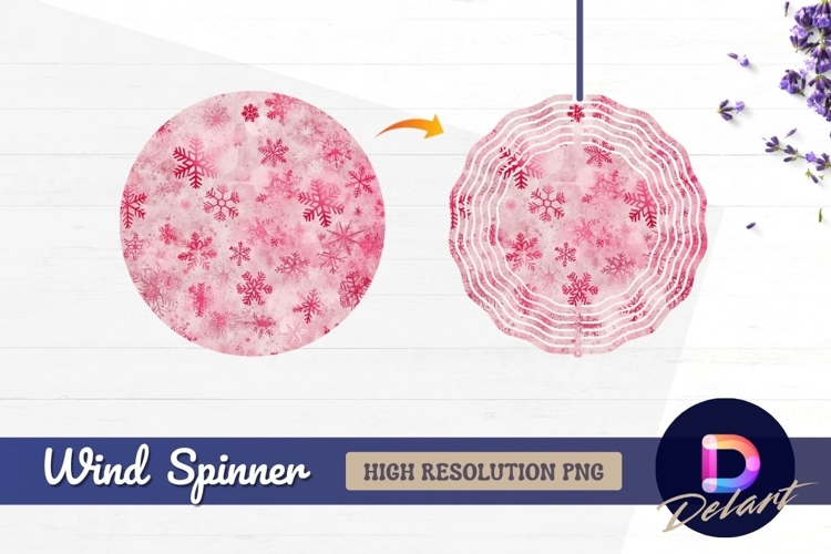 Pink winter snowflakes Round Wind Spinner PNG