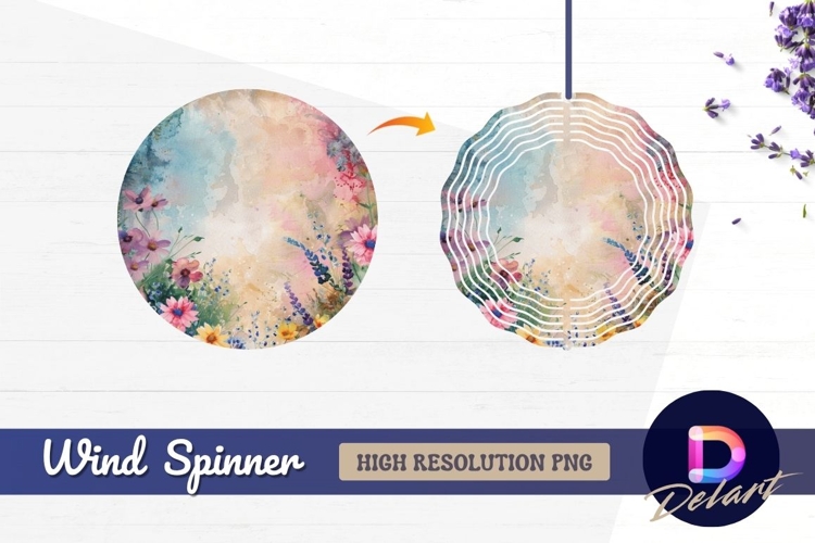 Watercolor floral background with Round Wind Spinner PNG