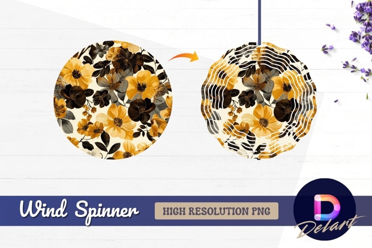 Seamless floral pattern with yellow Round Wind Spinner PNG