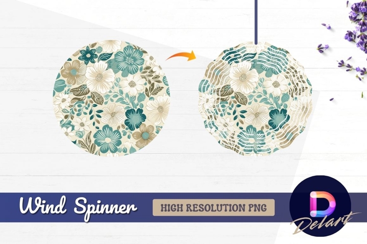 Floral pattern Round Wind Spinner PNG