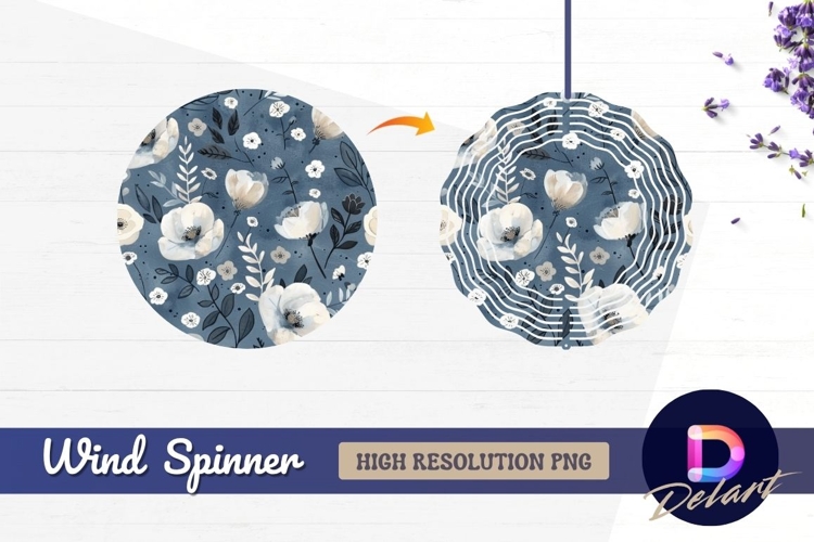 Elegant floral pattern with white Round Wind Spinner PNG