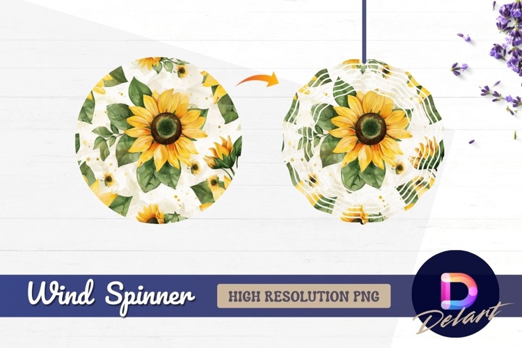 Watercolor sunflowers Round Wind Spinner PNG