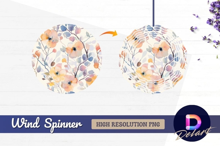 Watercolor flowers Round Wind Spinner PNG