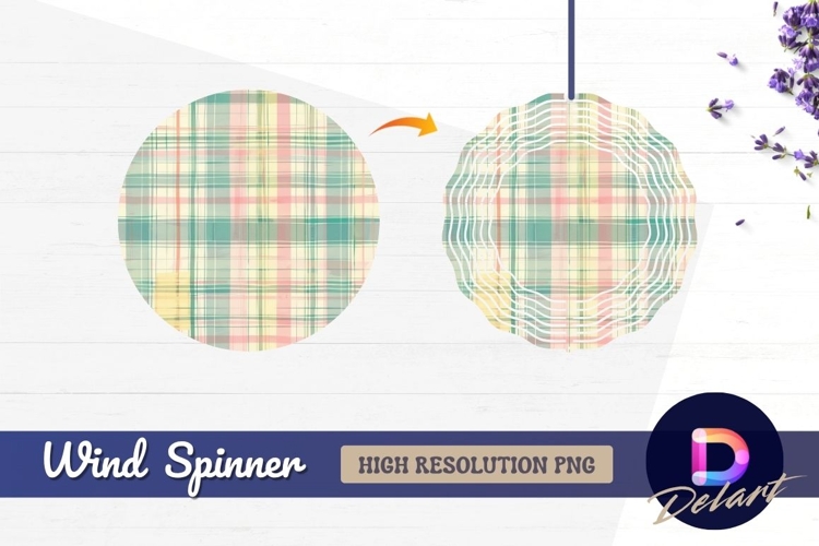 Pastel plaid pattern Round Wind Spinner PNG