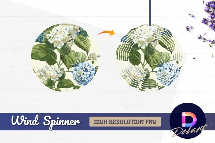 Hydrangea floral Round Wind Spinner PNG