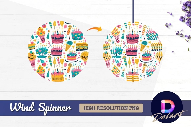 Fun birthday cakes and treats Round Wind Spinner PNG