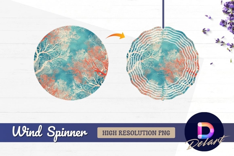 Coral branch pattern Round Wind Spinner PNG