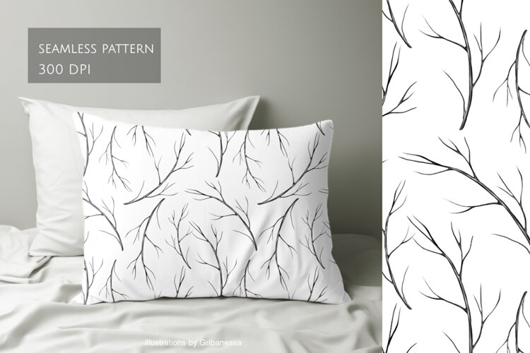 Dry Bare Branches Pattern PNG example image 1