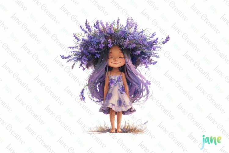 Whimsical Floral Child Clipart example image 1