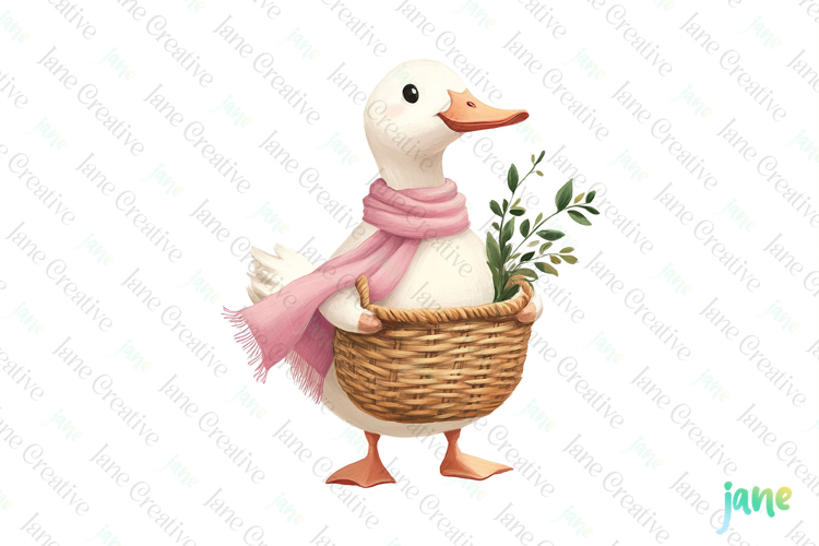 Duck Spring Rustic Farm Vintage Clipart