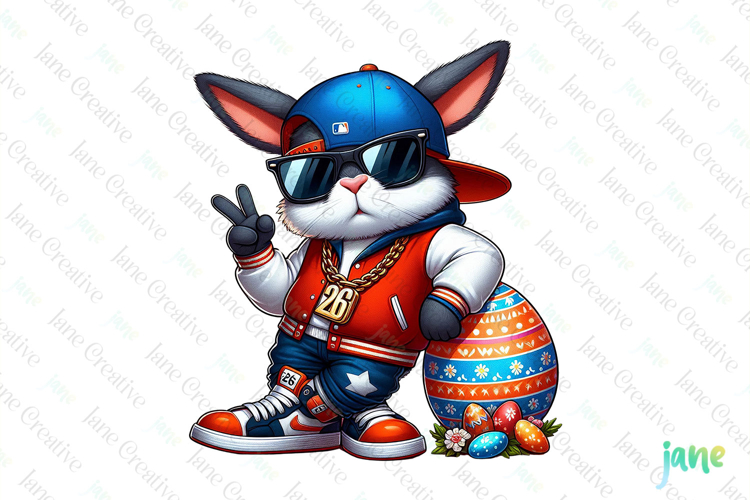 Retro Easter Bunny Sublimation Clipart