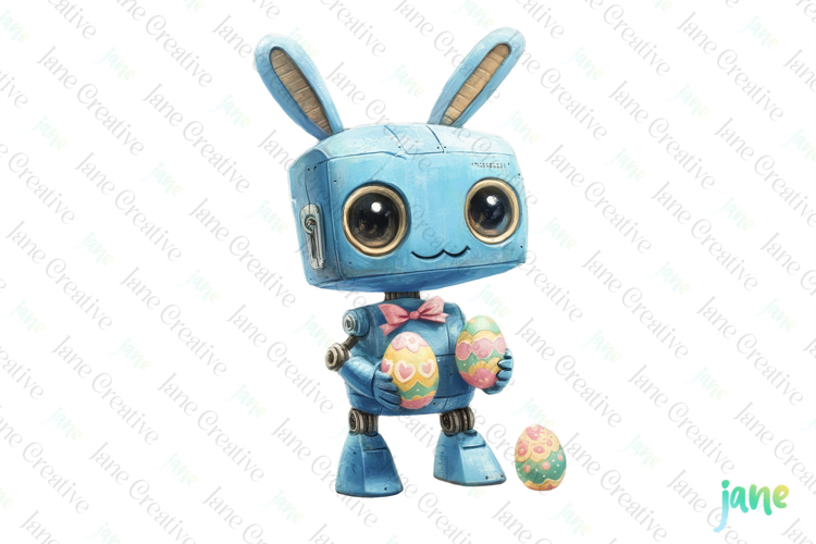 Cute Easter Robot Sublimation Clipart