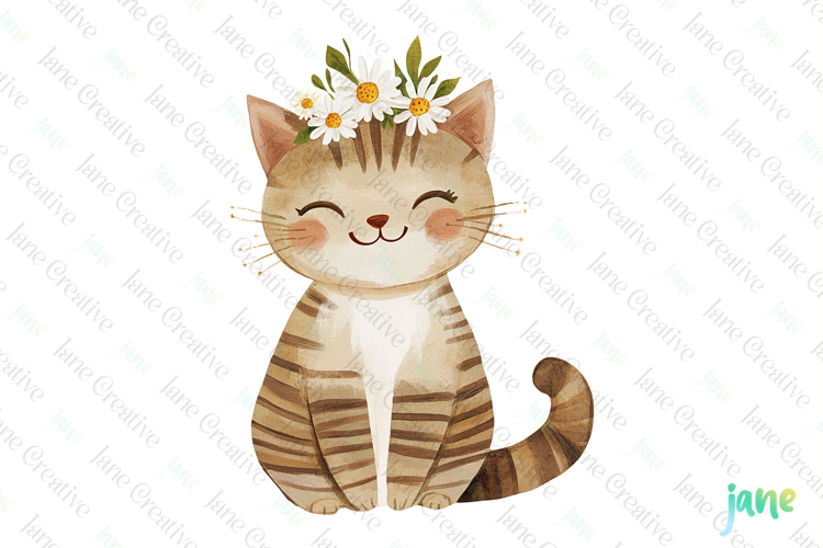 Cat Spring Rustic Farm Vintage Clipart