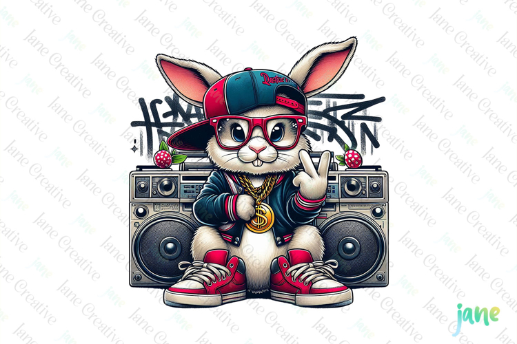 Retro Easter Bunny Sublimation Clipart