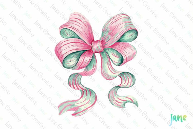 Pastel Preppy Christmas Bow Clipart