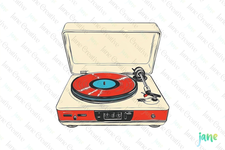 Retro Turntable Sublimation Clipart example image 1