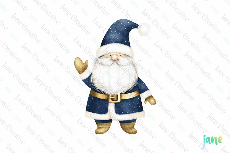 Blue And Gold Christmas Gnome Clipart