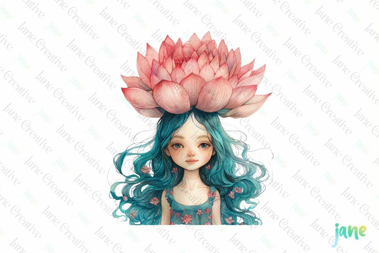 Whimsical Floral Child Clipart example image 1
