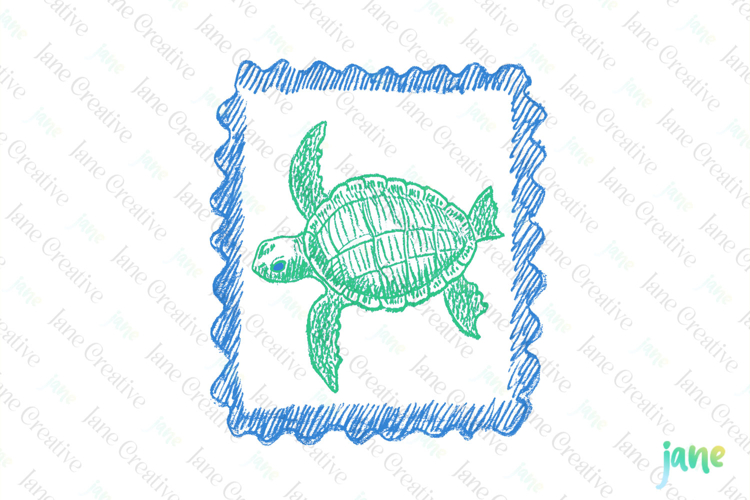 Coquette Coastal Summer Sea Turtle Frame Clipart example image 1