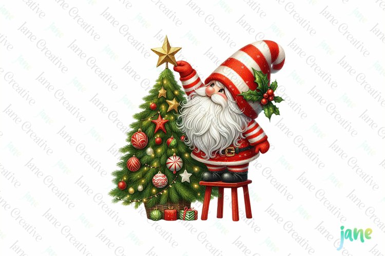 Cute Christmas Gnome Clipart example image 1