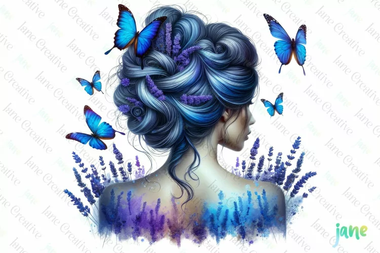 Woman Back Butterflies And Flowers
