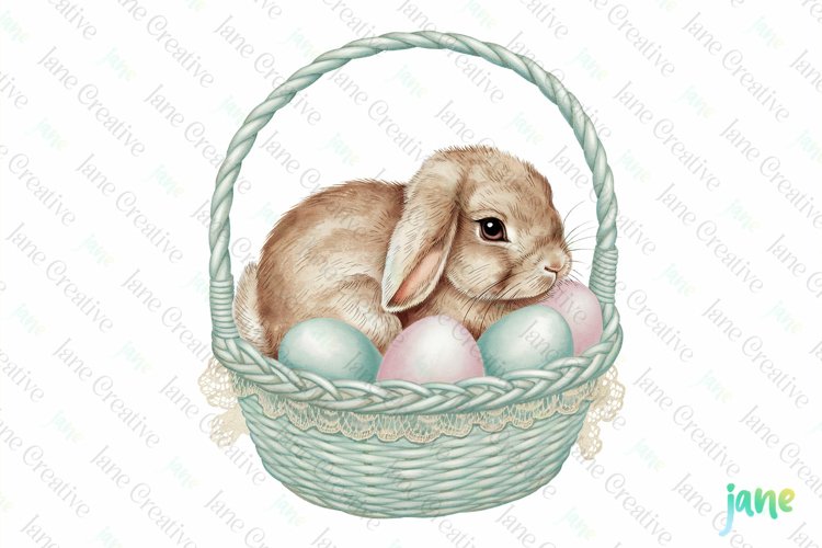 Vintage Easter Bunny Clipart example image 1