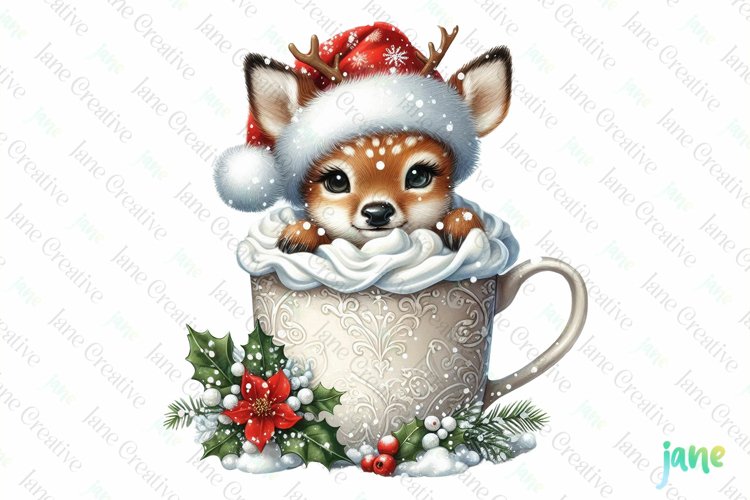 Christmas Mug Deer Clipart