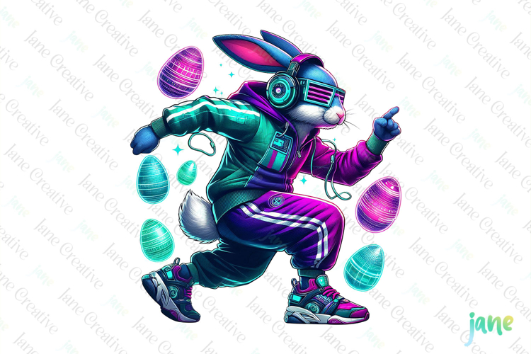 Retro Easter Bunny Sublimation Clipart