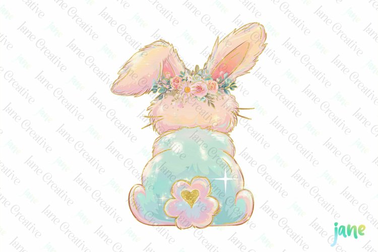 Brushstroke Easter Bunny Coquette Clipart