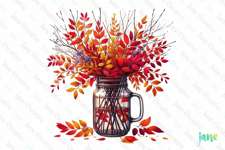 Autumn in a Jar Watercolor Sublimation
