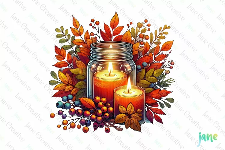 Autumn in a Jar Watercolor Sublimation