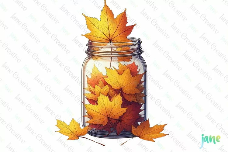 Autumn in a Jar Watercolor Sublimation
