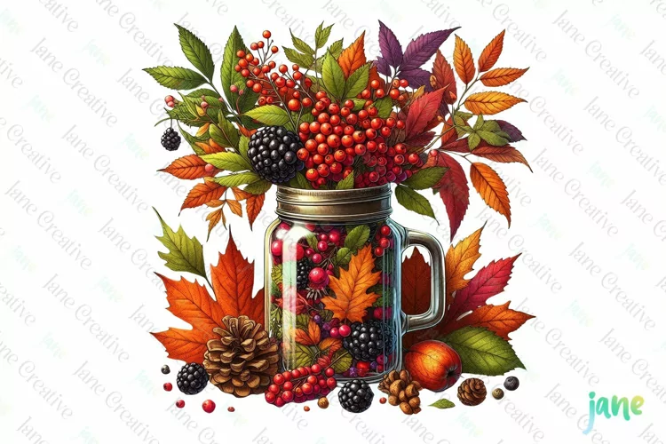 Autumn in a Jar Watercolor Sublimation