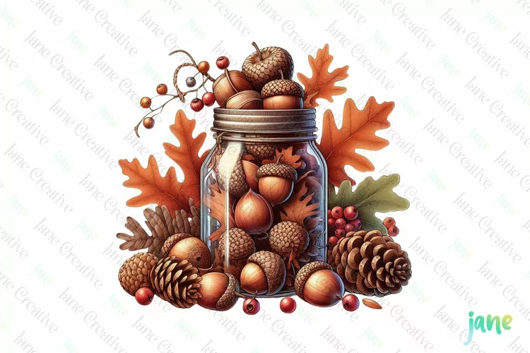 Autumn in a Jar Watercolor Sublimation