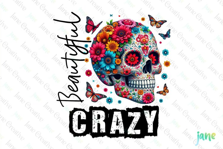 Beautiful Crazy Skeleton Sublimation PNG example image 1