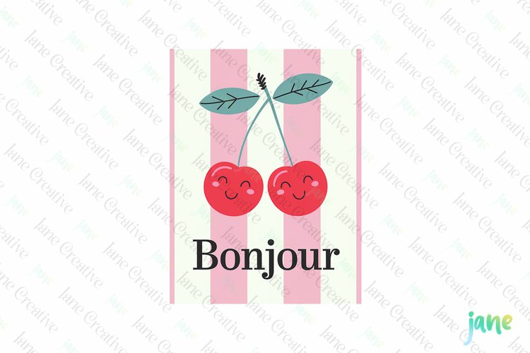 Bonjour Valentines Illustration Card