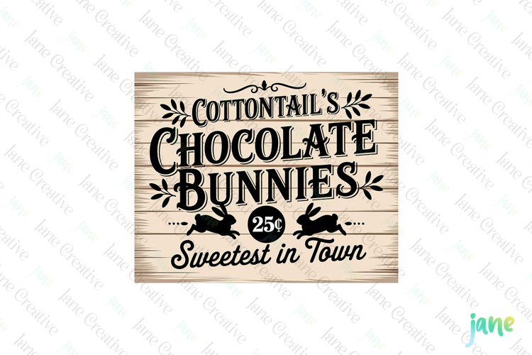 Chocolate Bunnies Farmhouse Easter Sign example image 1