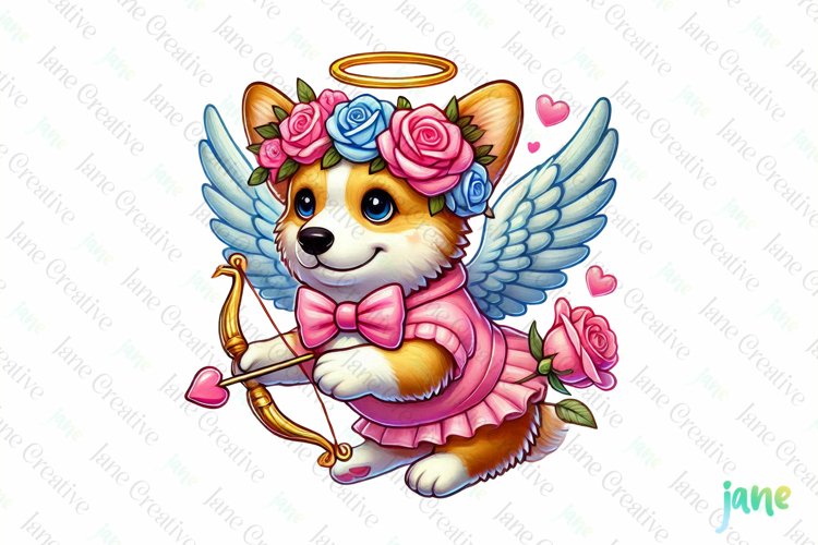 Corgi Dogs Cupid Valentine’s Day Sublimation