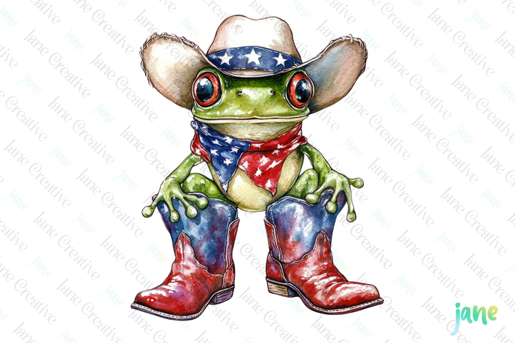 Cute Frog with Flag American Clipart
