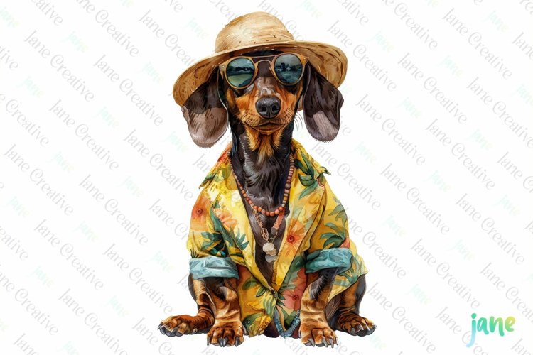 Summer And Dachshund Dog Clipart
