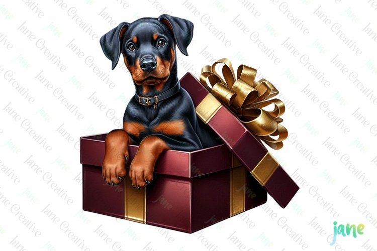 Doberman Pinscher Christmas Clipart