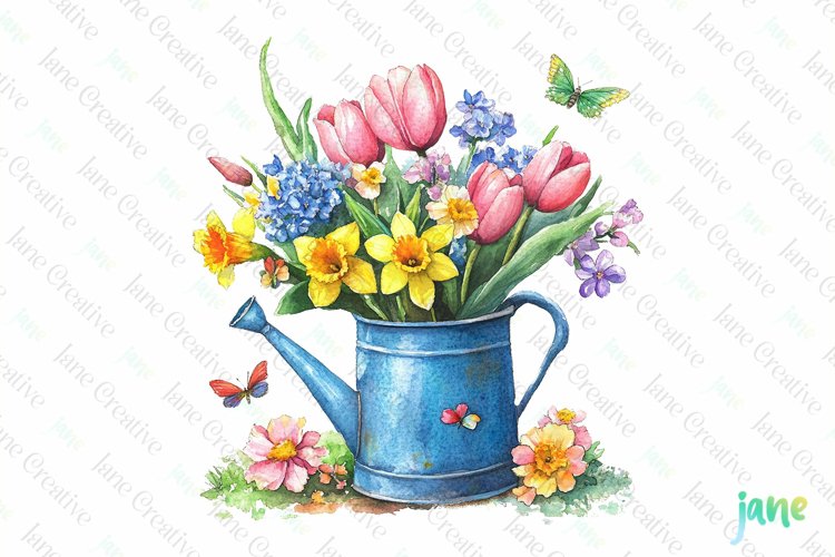 Easter With Spring Flowers Clipart